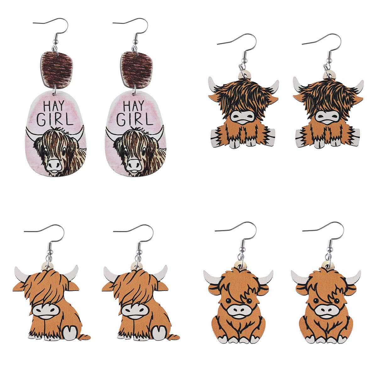 Wholesale Western retro bull head earrings